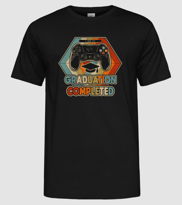 Graduation Completed model negru pe tricou
