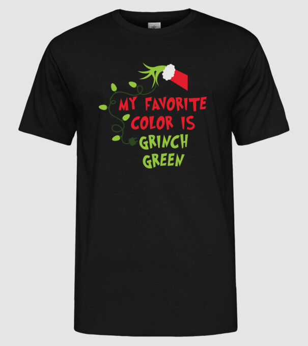 Grinch Green model negru pe tricou
