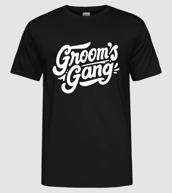 Grooms Gang model negru pe tricou