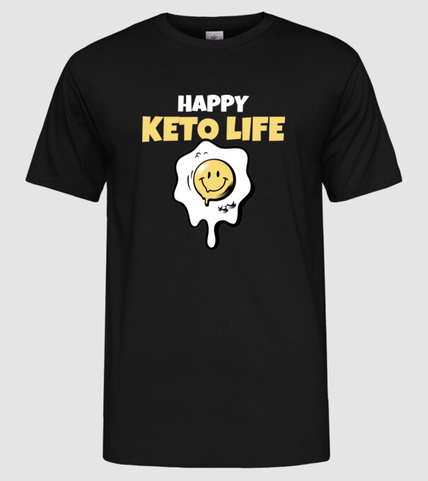 HAPPY KETO LIFE model negru pe tricou