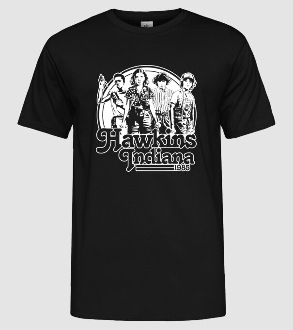 hawkins indiana stranger things2 model negru pe tricou