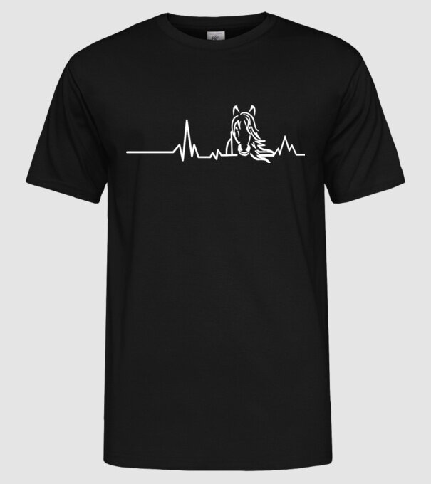 heartbeat cu cal model negru pe tricou
