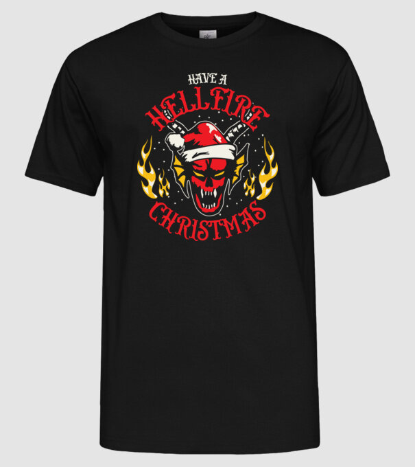 Hellfire Christmas model negru pe tricou