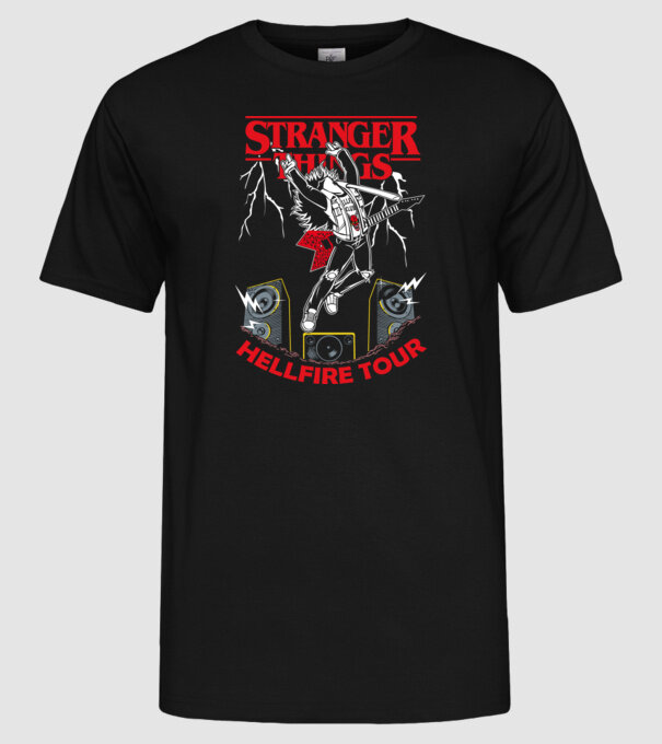 HELLFIRE TOUR model negru pe tricou