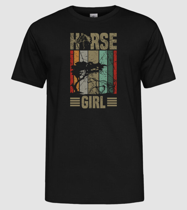 Horse girl model negru pe tricou