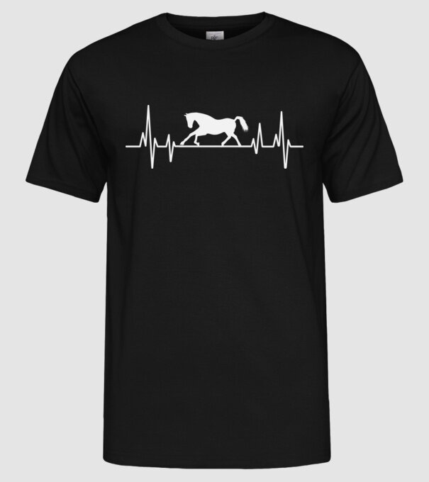 horse heartbeat model negru pe tricou