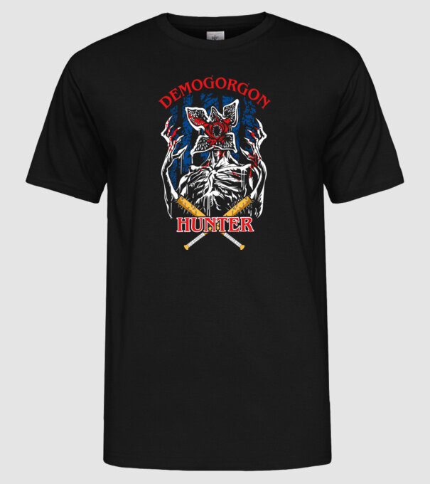 Demogorgon hunter model negru pe tricou