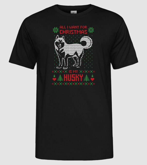 Husky model negru pe tricou