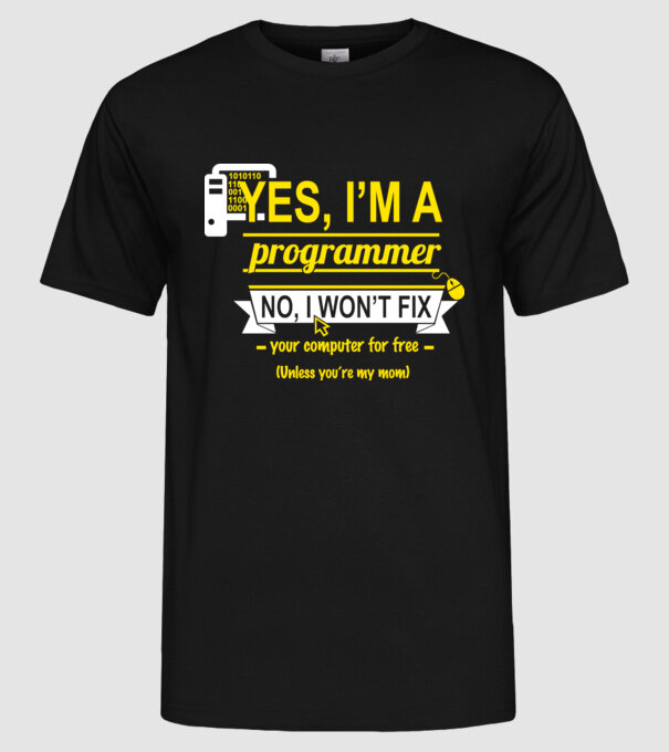 I am a programmer model negru pe tricou