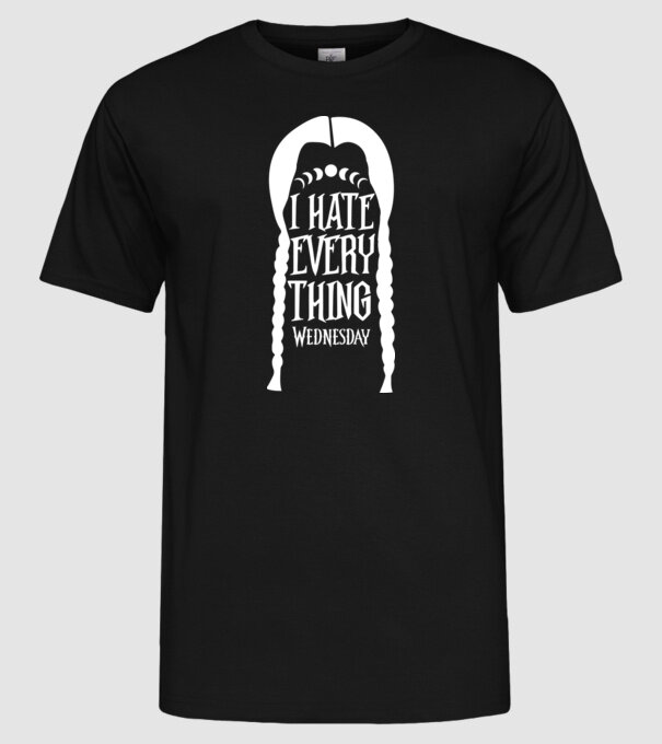 I hate everything model negru pe tricou