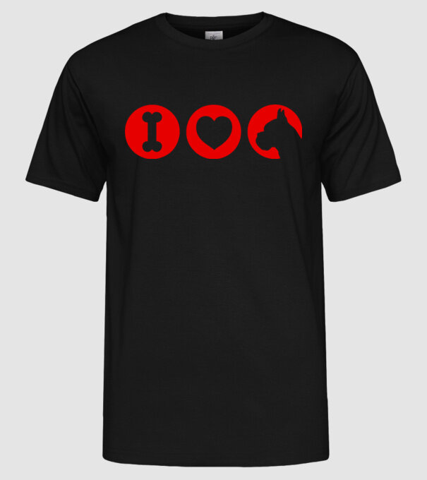I Love Boxer model negru pe tricou