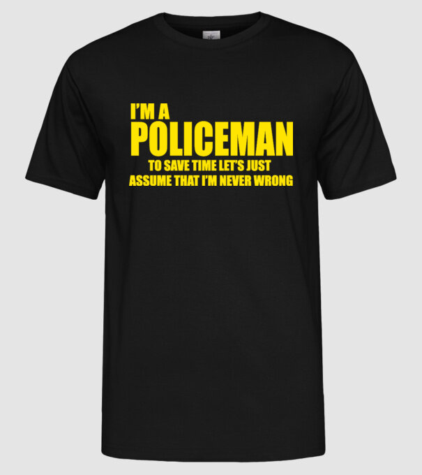 'I''m a policeman' model negru pe tricou