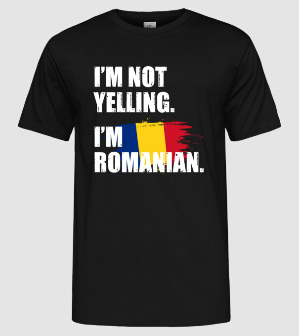 I'm not yelling model negru pe tricou