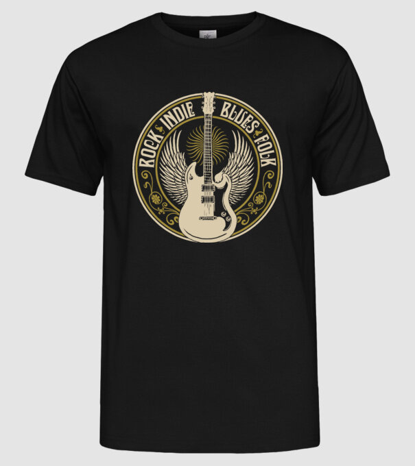Indie rock model negru pe tricou