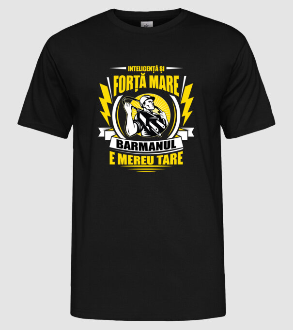 Inteligență și forță mare, electricianul e mereu tare model negru pe tricou