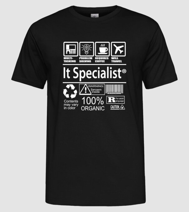 IT specialist model negru pe tricou