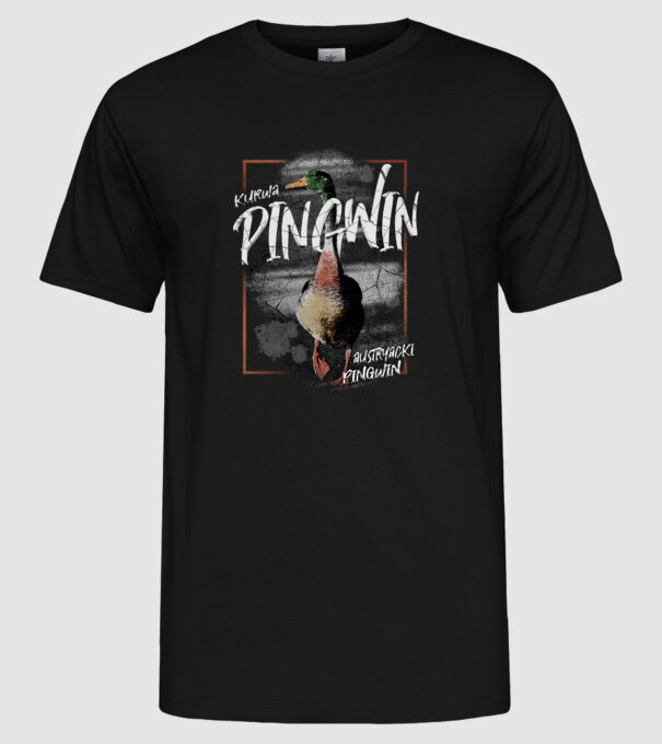 Kurwa pingwin model negru pe tricou