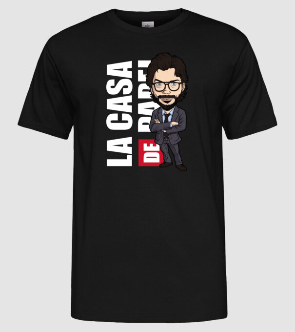 la cas de papel professor model negru pe tricou