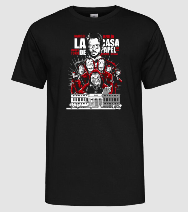 la casa de papel family model negru pe tricou