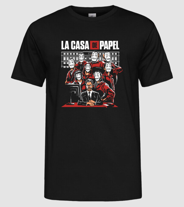 La casa de papel grupo model negru pe tricou