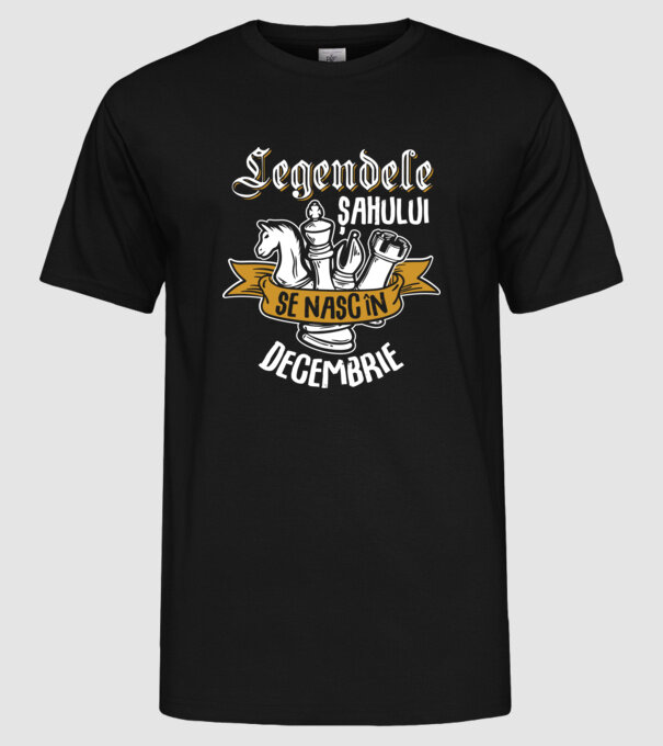 Legendele șahului se nasc în decembrie model negru pe tricou