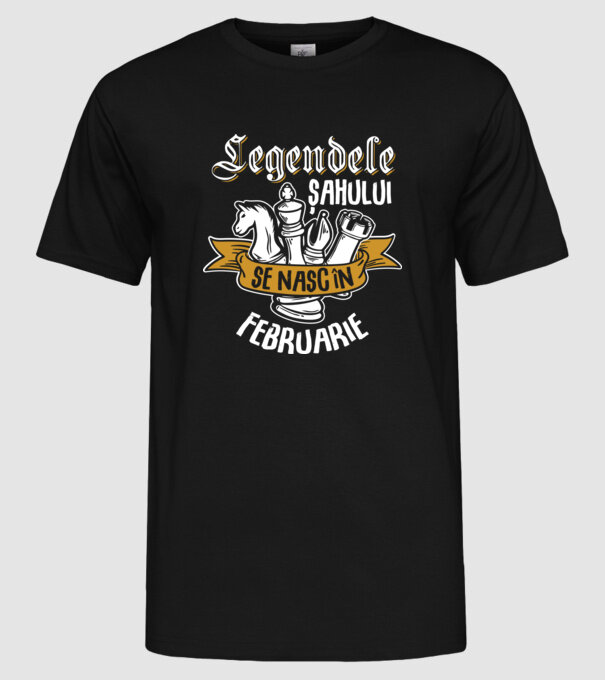 Legendele șahului se nasc în februarie model negru pe tricou