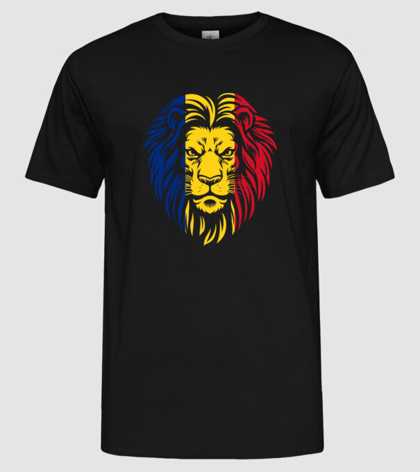 Leul românesc model negru pe tricou