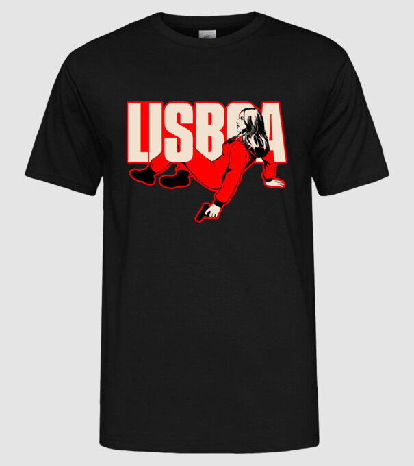 lisboa la casa de papel model negru pe tricou