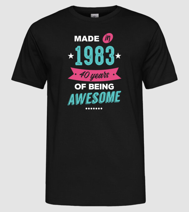 Made in 1983 model negru pe tricou