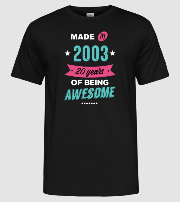 MADE IN 2003 model negru pe tricou