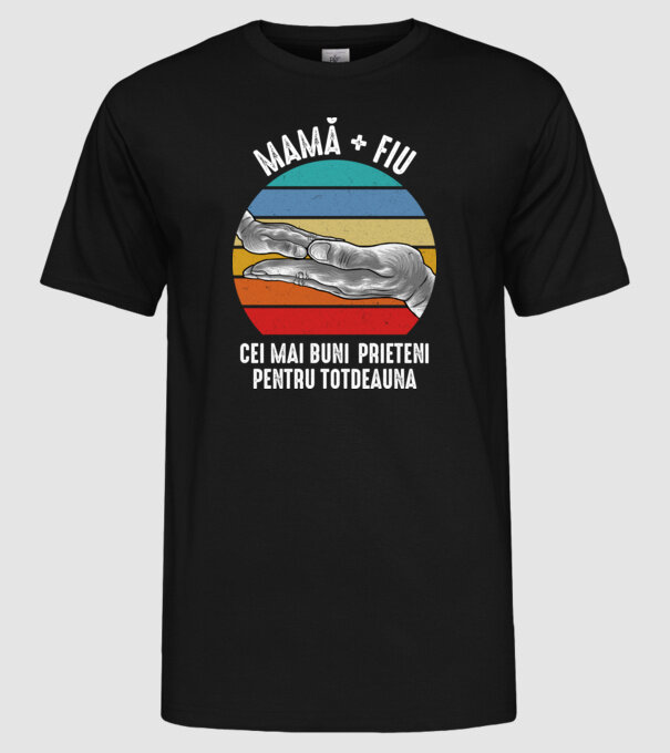 Mamă + fiu - Cei mai buni prieteni pentru totdeauna model negru pe tricou