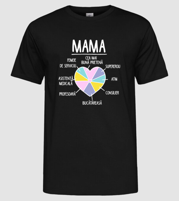 Mama cea mai bună prietenă, supererou model negru pe tricou