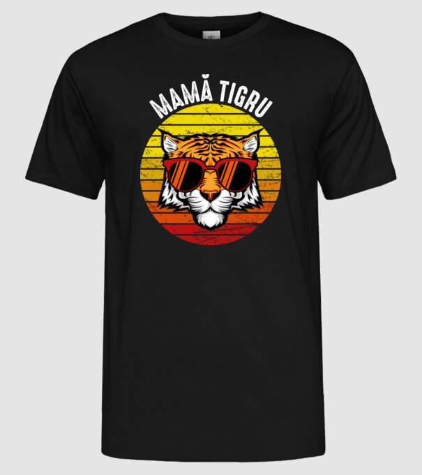 mamă tigru model negru pe tricou