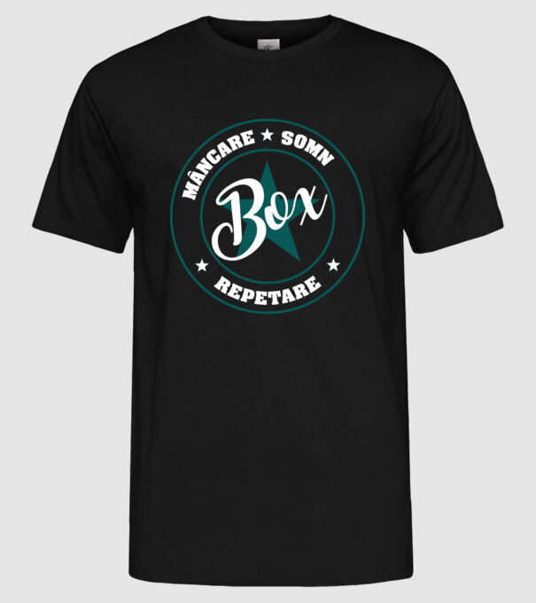 mâncare somn box reluare model negru pe tricou