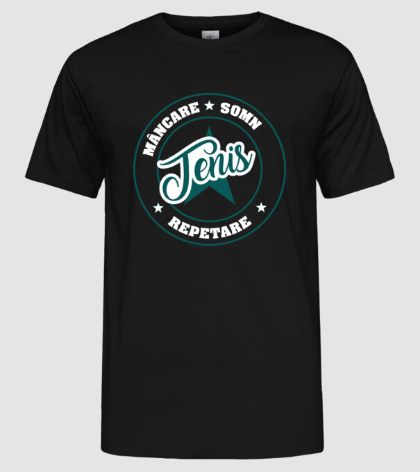mâncare somn repetare TENIS model negru pe tricou