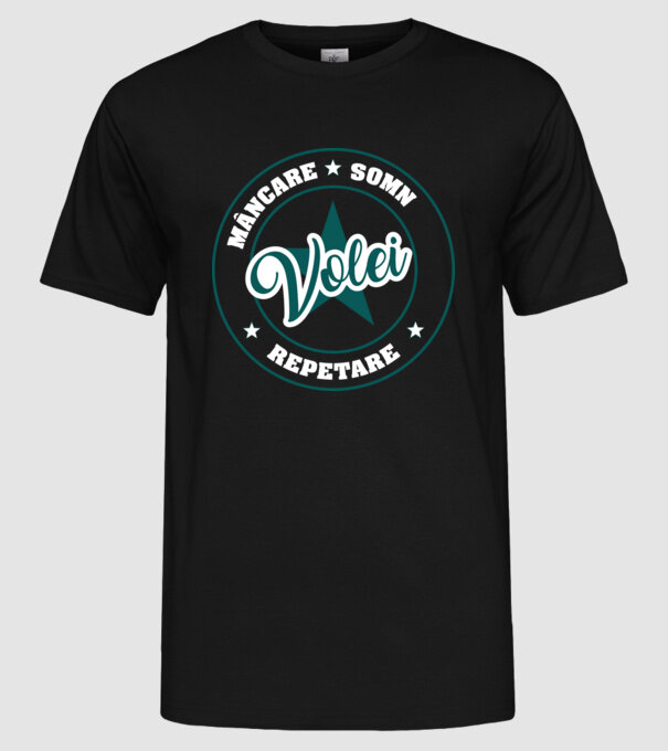 mâncare somn repetare VOLEI model negru pe tricou