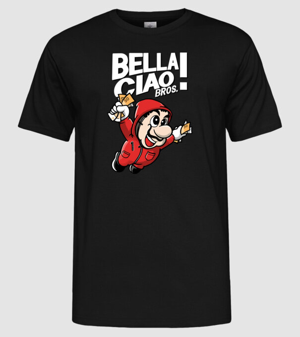 mario la casa de papel model negru pe tricou