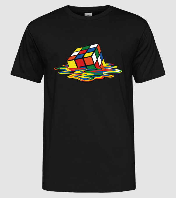Melting Rubik model negru pe tricou