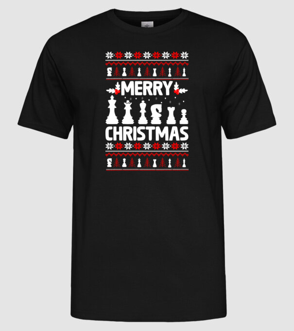merry chessmass 2 model negru pe tricou