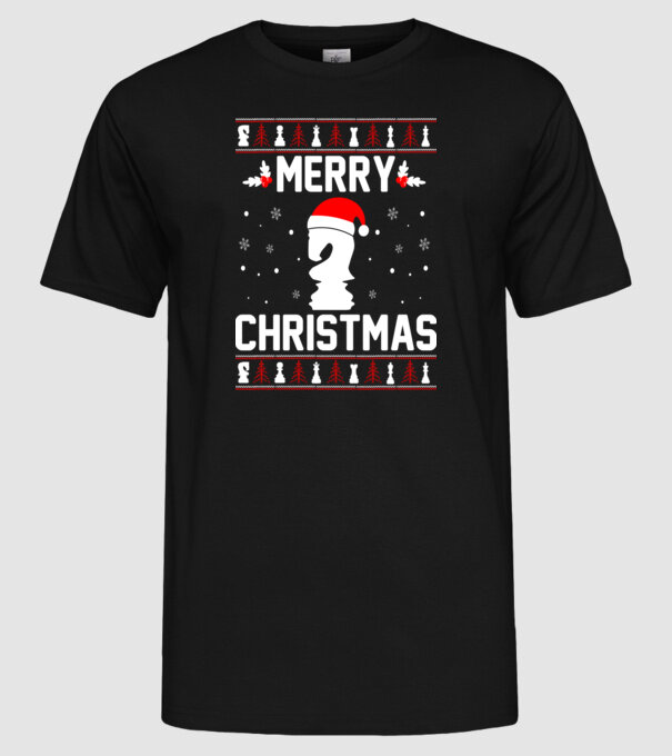 merry chessmass 3 model negru pe tricou