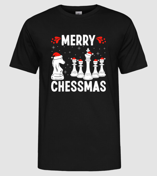 merry chessmass model negru pe tricou