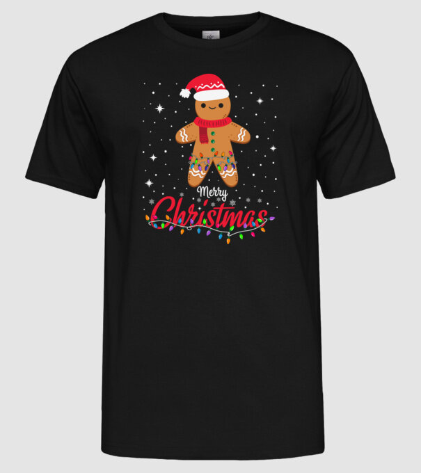 Merry christmas cookie model negru pe tricou
