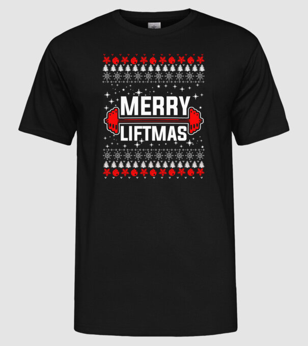 Merry liftmas 1 model negru pe tricou