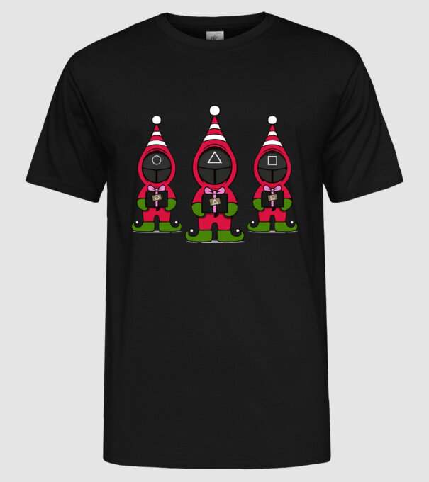 merry squid game model negru pe tricou