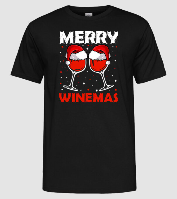 Merry winemas model negru pe tricou