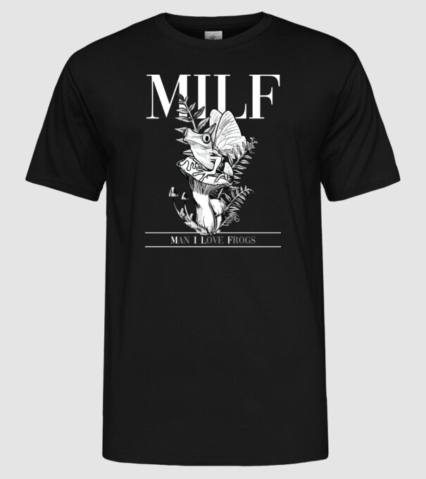 MILF man i love frogs model negru pe tricou