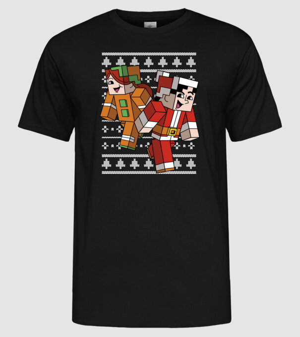 Minecraft christmas ugly sweater model negru pe tricou