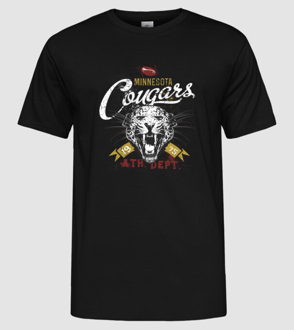 Minesota Cougars  TEXTURED model negru pe tricou