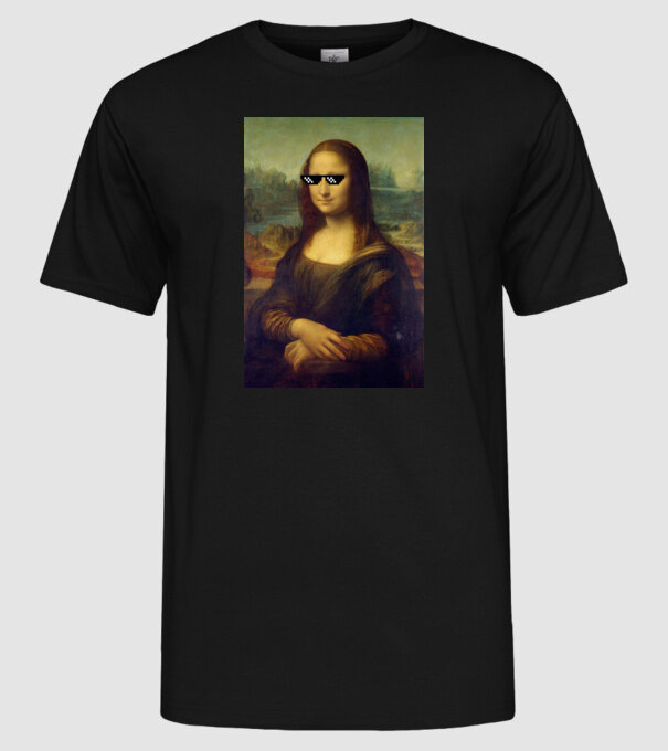 Mona Lisa Deal with it model negru pe tricou