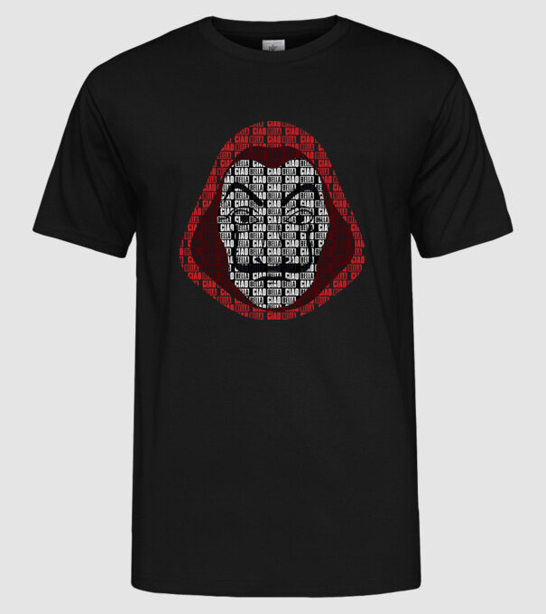 money heist ciao bella model negru pe tricou